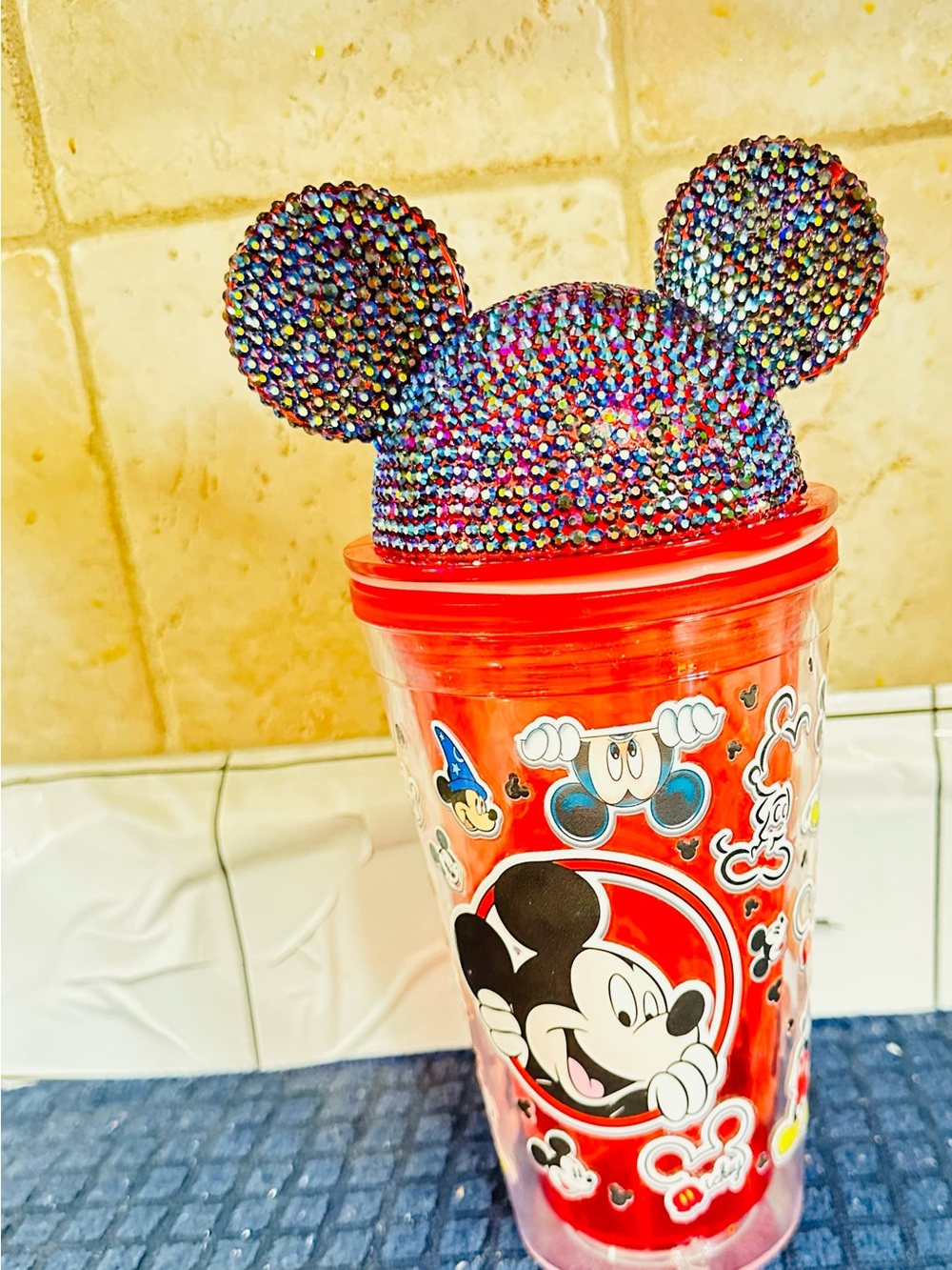Disney Red Kids Rhinestone Mouse-Ear Sipper Cup personalizar